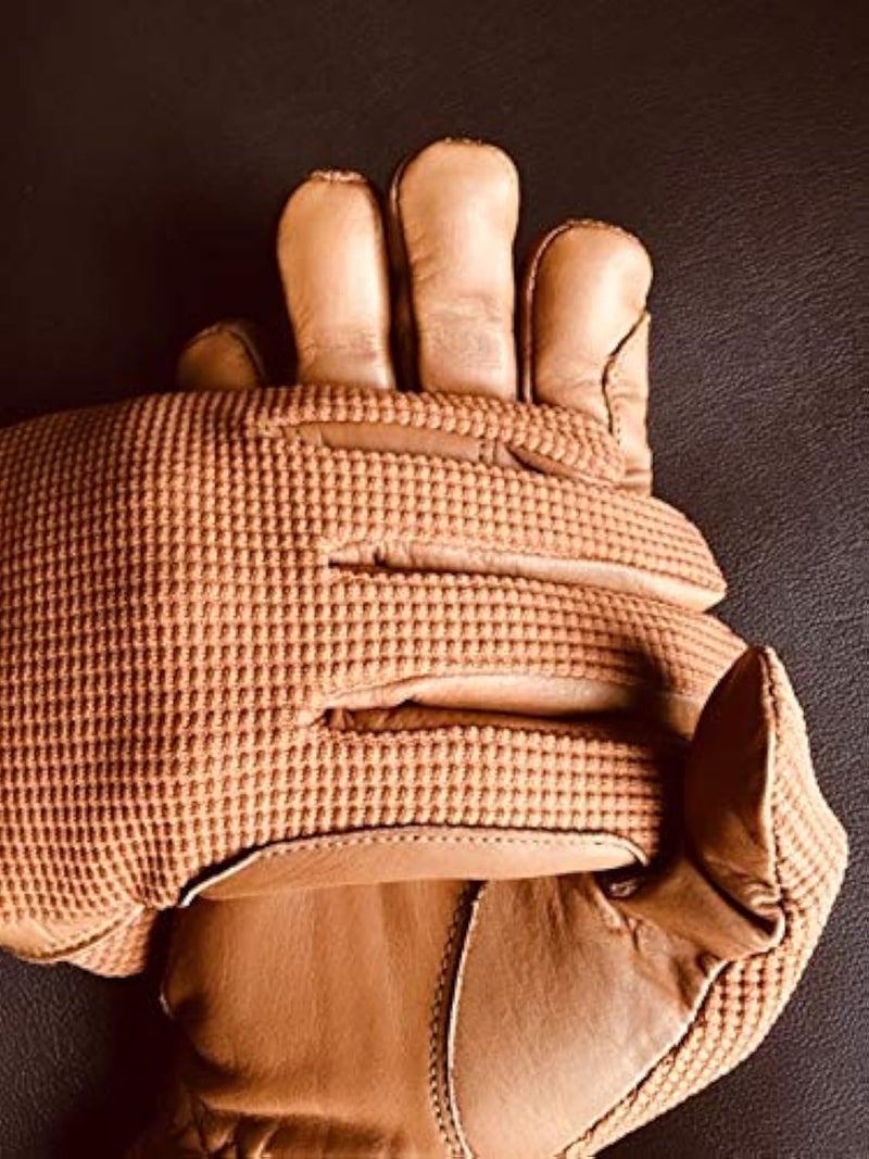 MUSTANG Ladies Horse Riding Women's Gloves Equestrian Real Leather & Cotton Premium Quality in TAN - Image 1